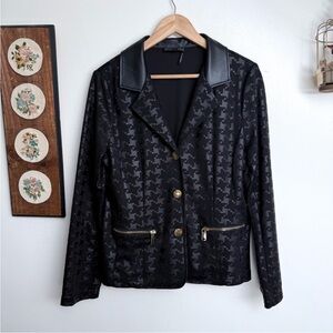 Jane and John Black Houndstooth Fitted Blazer